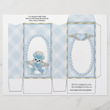 Blue Bear Pinch Box Party Favours.  Baby Shower Flyers