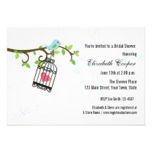 Blue Bird, Bird Cage, Shower Invitation
