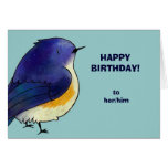 Blue Birdie Greeting Card(customisable)