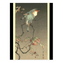 Blue Birds at Night by Seitei Watanabe 1851- 1918 Postcard