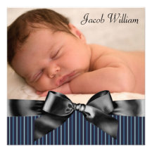 Blue Black Baby Boy Photo Birth Announcement