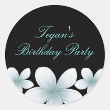 Blue & Black Frangipani Envelope Sticker