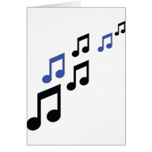 blue black music notes card