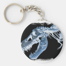 Blue & Black T-Rex X-Ray Bones Photo Keychain