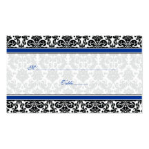 Blue, Black, White Damask Wedding Place Cards Business Card Templates