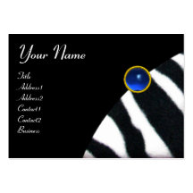 BLUE BLACK WHITE ZEBRA FUR MONOGRAM ,Sapphire Business Card