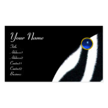 BLUE BLACK WHITE ZEBRA FUR  MONOGRAM ,Sapphire Business Card Templates