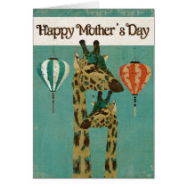 Blue Boho  Giraffes  Mother's Day Card cards