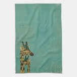 Blue Boho Giraffes Towel