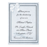 Blue Bow Christening Invitation