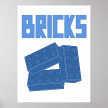 Blue Bricks by Customize My Minifig Posters