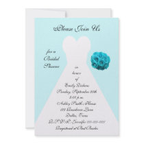 Blue Bridal Shower Invitation -- Wedding Gown