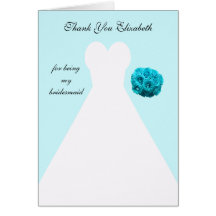 Blue Bridesmaid Thank You Card -- Gown