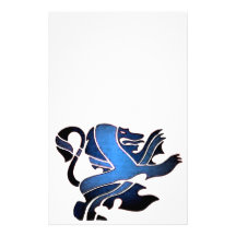 Blue British Lion Personalized Stationery
