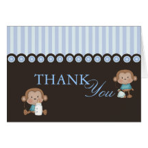 Blue & Brown Monkey Design Thank You Card
