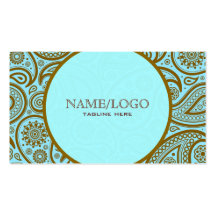 Blue & Brown Paisley Retro Pattern-Template Business Card