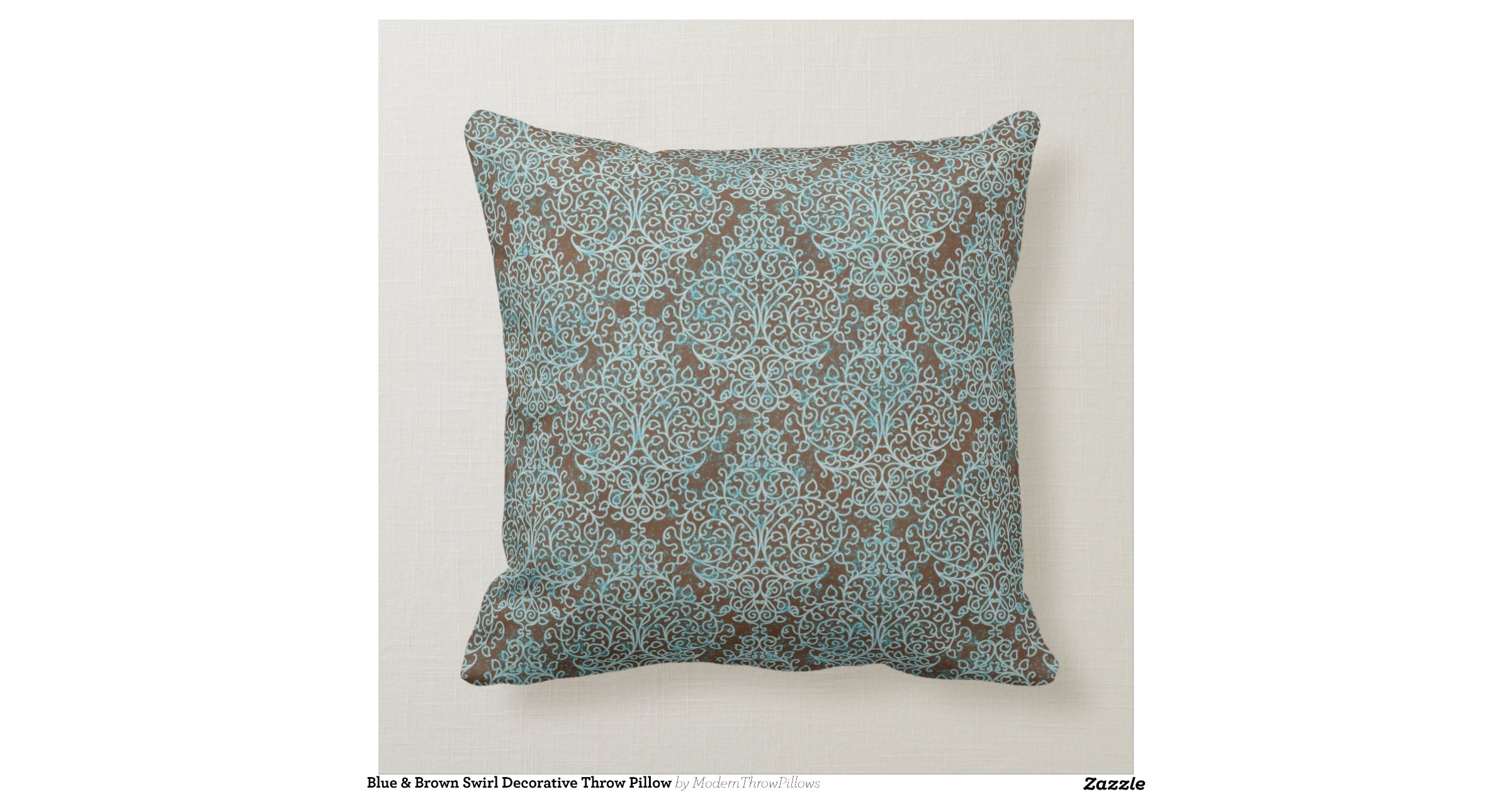 Blue & Brown Swirl Decorative Throw Pillow Throw Cushions Zazzle