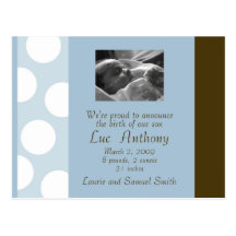 Blue Brown White Dots Postcard  (Customisable)