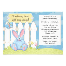 Blue Bunny Baby Shower Invitation