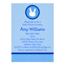 Blue Bunny Baby Shower Invitations