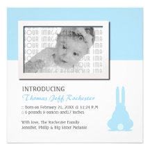 Blue Bunny Birth Announcement
