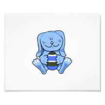 Blue bunny holding egg.png photo print