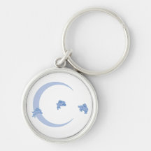 BLUE BUNNY MOON KEY CHAIN