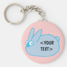 Blue Bunny, <YOUR TEXT> Key Chains