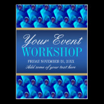 Blue Business Workshop Party Invitation template postcards
