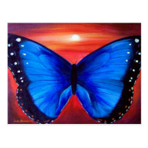 Blue Butterfly Morph Sunset - Multi Postcards