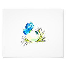 blue butterfly on white egg.png photograph