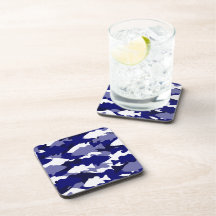 Blue Camo Bass Fishing Coasters