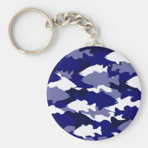 Blue Camo Bass Fishing Key Chain