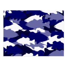Blue Camo Bass Fishing Post Card