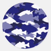 Blue Camo Bass Fishing Round Stickers