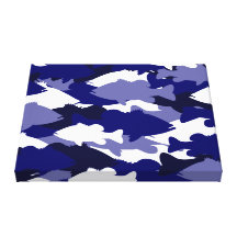 Blue Camo Bass Fishing Stretched Canvas Print