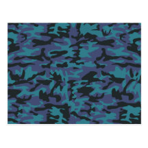 Blue camo pattern postcard