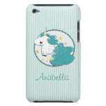 Blue cartoon unicorn with stars iPod Touch Case