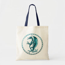 Blue Celtic Dragon Tote Bag