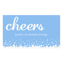 Blue cheer bubble wedding custom bar drink ticket business cards