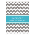 Blue Chevron 35th Birthday Party Invitations