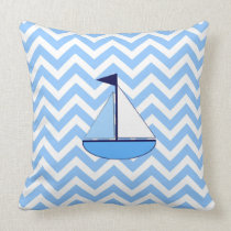 Blue Chevron Sailboat  (Zig Zag) Pillow pillows