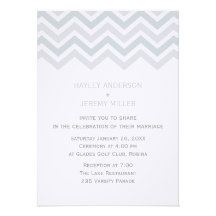 Blue Chevron Wedding Invitation
