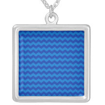 blue chevrons personalised necklace