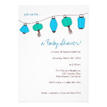 Blue Chinese Lanterns Invitations, 5x7
