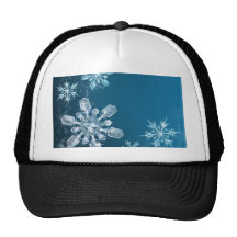 Blue Christmas snowflake background Trucker Hats