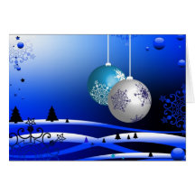 Blue Christmas Tree Ornaments Cards