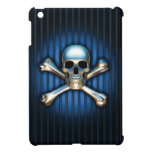 Blue Chrome Skull and Crossbones iPad Mini Case