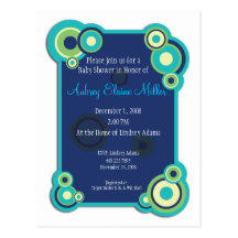 Blue Circle Baby Shower Invitation Post Cards