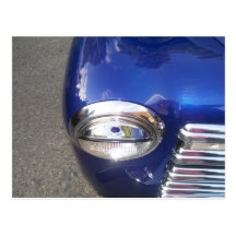 Blue Classic Car Postcard